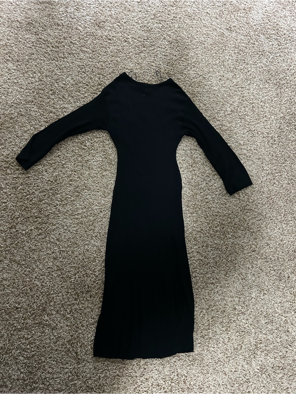 H&M Black Ribbed Maxi Sweater Dress with Long Sleeves